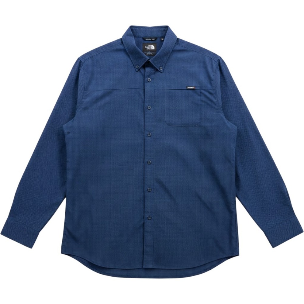 Gerry Mens XL Blue Grid Long Sleeve Button Down Hiking Shirt Roll Tab Outdoor
